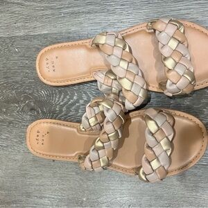 a new day Braided Slide Sandals in Beige, Gold, Taupe
